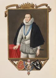Portrait de Gilbert Talbot (1553-1616) 7e Comte de Shrewsbury, extrait des Mémoires de la Cour de la Reine Elizabeth, d